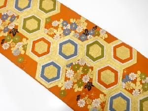 アンティーク　亀甲繋ぎに菊模様織り出し袋帯(材料)